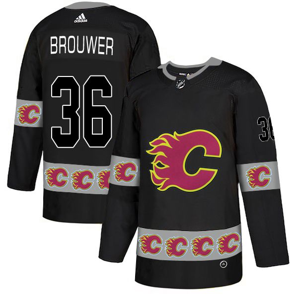 Men Calgary Flames #36 Brouwer Black Adidas Fashion NHL Jersey->customized nhl jersey->Custom Jersey